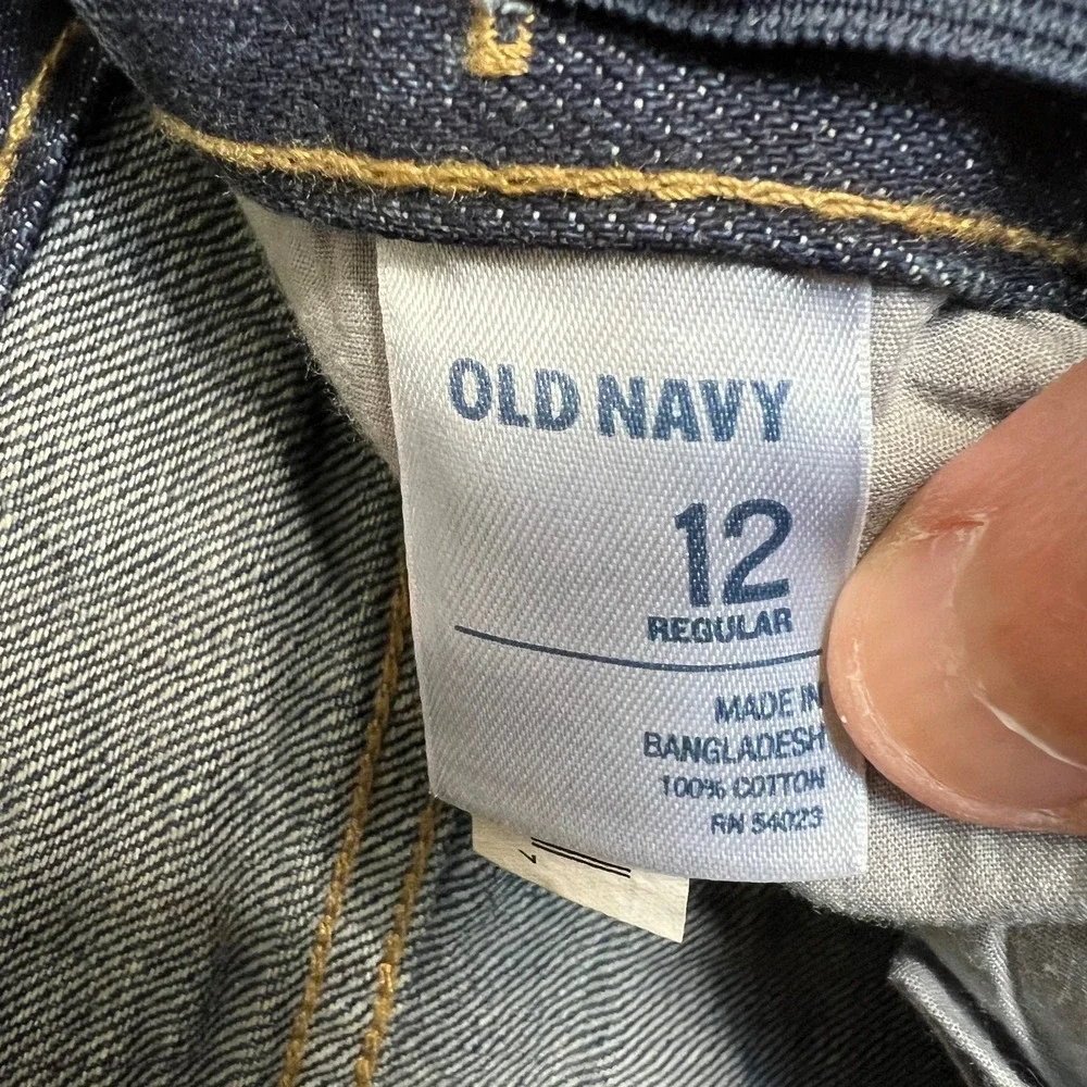 Old Navy Boys Size 12 Dark Wash Denim Straight Non-Stretch Jeans NWT V/306488
